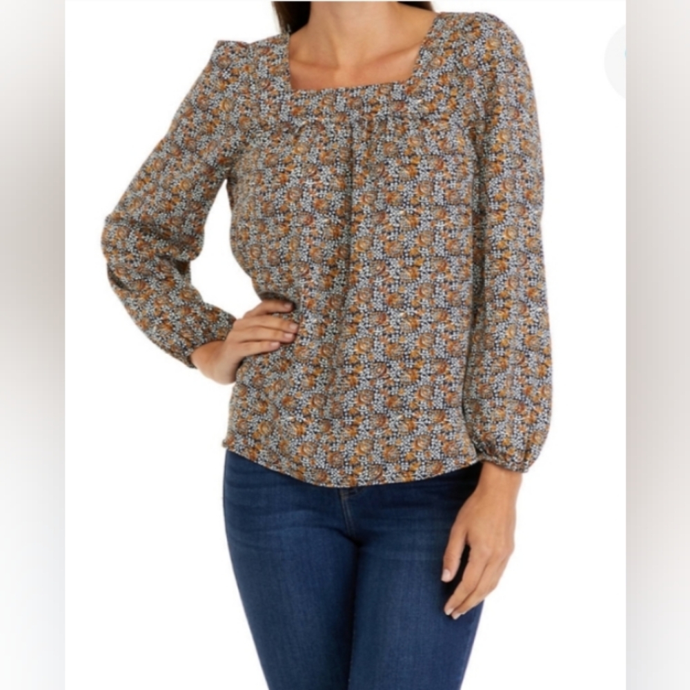 WONDERLY SQUARE NECK BOHEMIAN BLOUSE SIZE LARGE